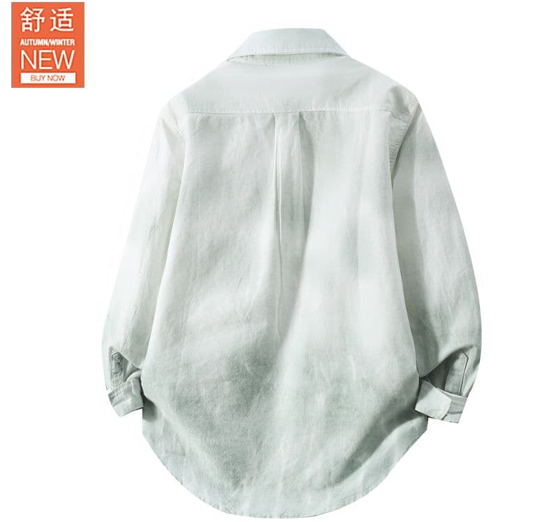 높은 품질 순면 워시 물 레트로 남성 루즈핏 섹션 셔츠 봄 여름 트렌드 그라데이션 프린트 긴팔 셔츠 상세 이미지 5