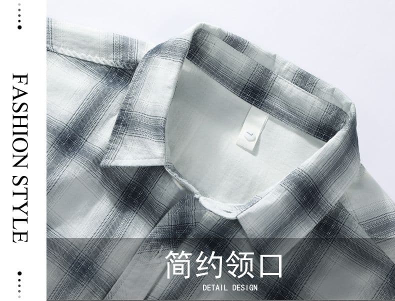 순면 워시 물 레트로 남성 루즈핏 섹션 셔츠 봄 여름 트렌드 프린트 품질 주머니 긴팔 셔츠 상세 이미지 2