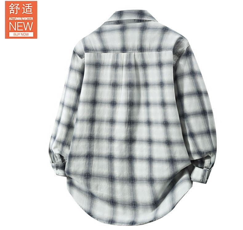 순면 워시 물 레트로 남성 루즈핏 섹션 셔츠 봄 여름 트렌드 프린트 품질 주머니 긴팔 셔츠 상세 이미지 5