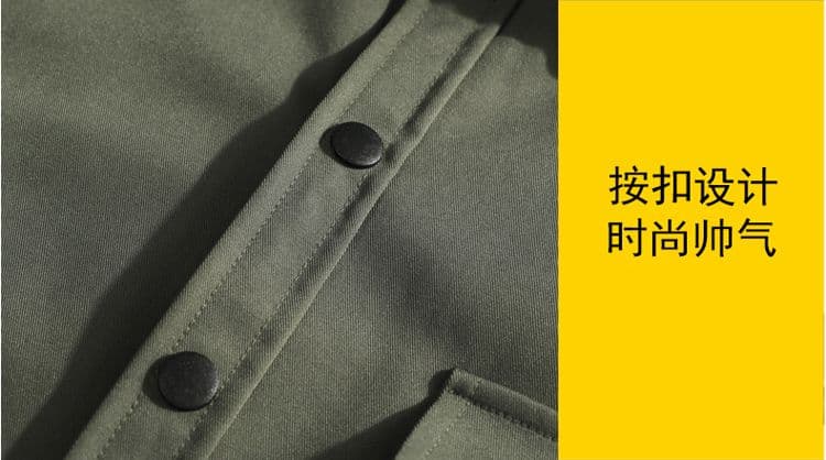 새로운 단색 긴팔 셔츠 남성 가을 루즈핏 섹션 캐주얼 맨위 스냅 단추 재킷 고급 센스 주머니 상세 이미지 6