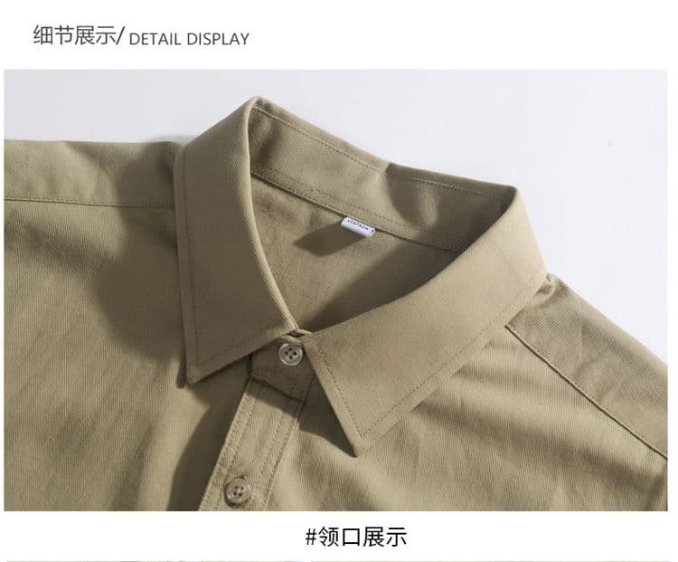 새로운 높은 품질 순면 단색 긴팔 가을 루즈핏 섹션 캐주얼 다용도 고급 센스 주머니 셔츠 재킷 상세 이미지 19