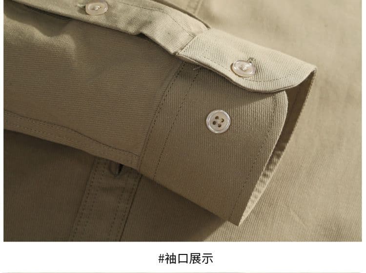 높은 품질 새로운 순면 단색 긴팔 셔츠 남성 가을 루즈핏 섹션 캐주얼 맨위 재킷 고급 센스 상세 이미지 21