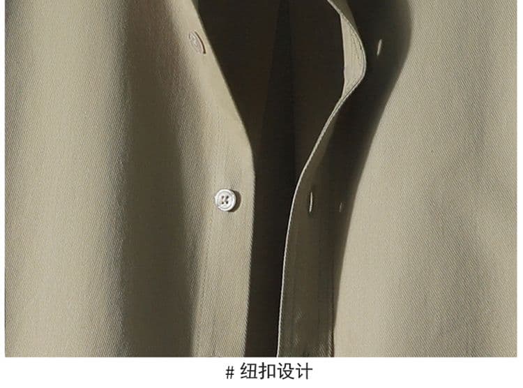 높은 품질 새로운 순면 단색 긴팔 셔츠 남성 가을 루즈핏 섹션 캐주얼 맨위 재킷 고급 센스 상세 이미지 23