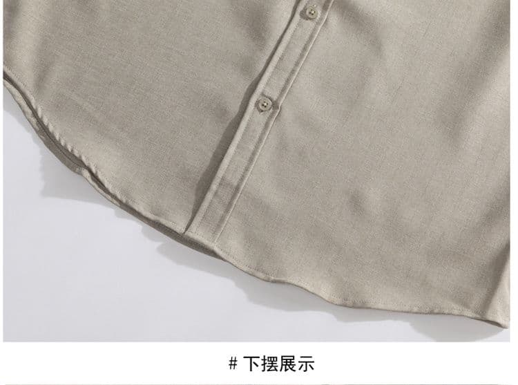 새로운 단색 긴팔 셔츠 남성 가을 루즈핏 폴로 칼라 캐주얼 맨위 재킷 디자인 센스 고급 센스 어둠 곡물 상세 이미지 20