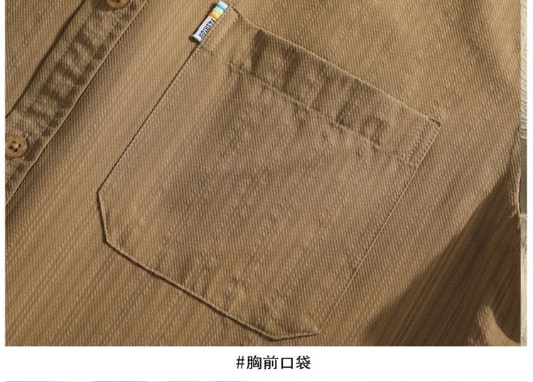 새로운 단색 긴팔 셔츠 남성 가을 루즈핏 폴로 칼라 캐주얼 맨위 재킷 디자인 센스 고급 센스 스트라이프 상세 이미지 18