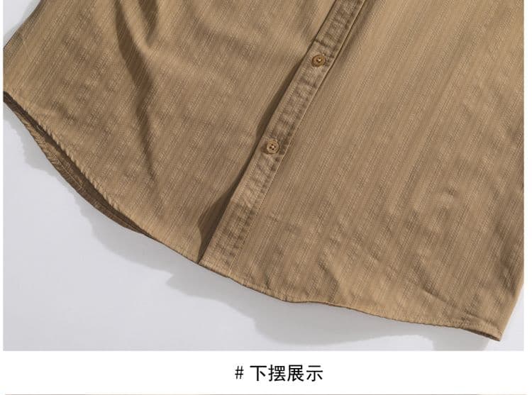 새로운 단색 긴팔 셔츠 남성 가을 루즈핏 폴로 칼라 캐주얼 맨위 재킷 디자인 센스 고급 센스 스트라이프 상세 이미지 20