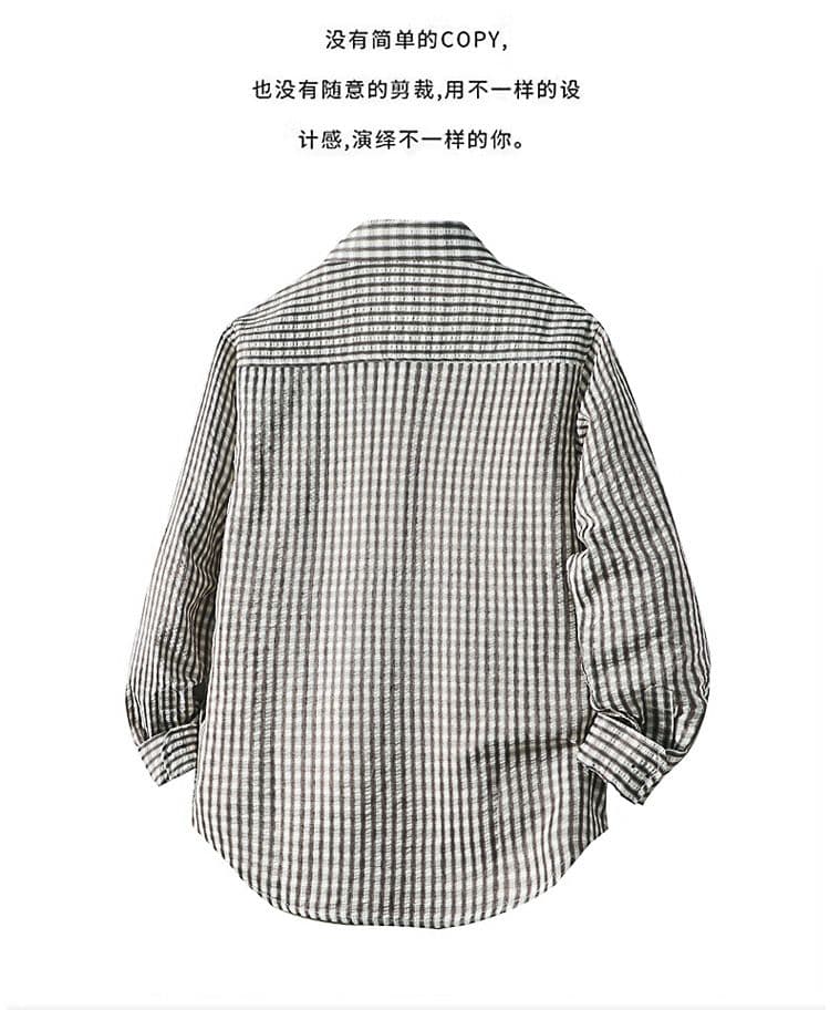 새로운 체크무늬 셔츠 남성 트렌드 한국 스타일 루즈핏 비즈니스 캐주얼 다용도 긴팔 셔츠 상세 이미지 2