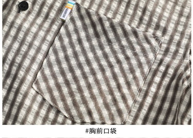 새로운 체크무늬 셔츠 남성 트렌드 한국 스타일 루즈핏 비즈니스 캐주얼 다용도 긴팔 셔츠 상세 이미지 16