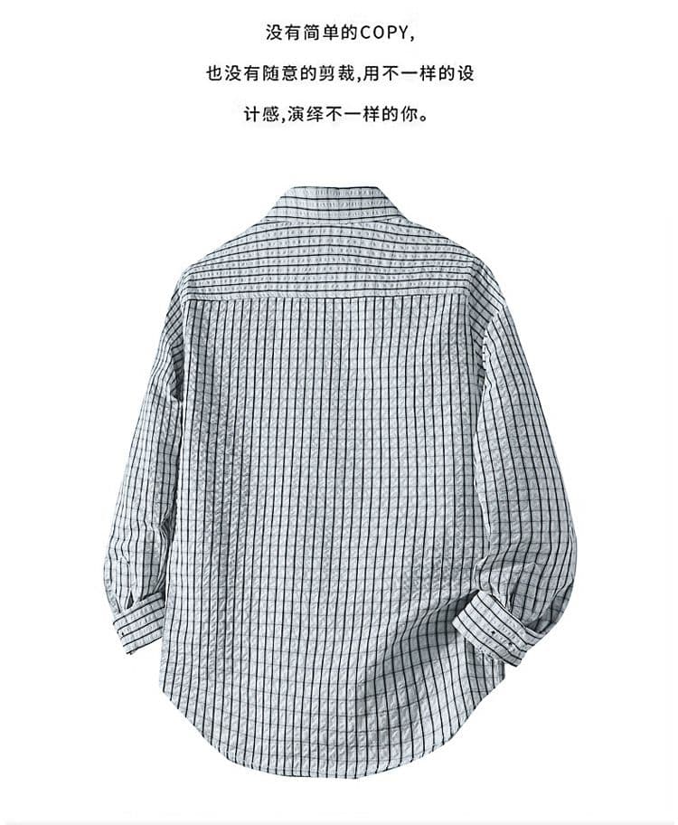 새로운 스트라이프 셔츠 남성 긴팔 셔츠 트렌드 한국 스타일 몸매 가꾸기 비즈니스 캐주얼 가을 패션 도시 상세 이미지 2