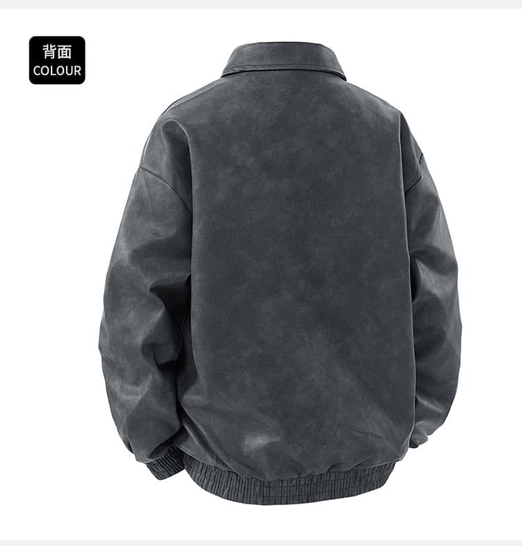 높은 품질 주요 추진력 폭발 가을 새로운 스웨이드 원단 단색 편안함 캐주얼 다용도 커플 섹션 가죽 재킷 야구 유니폼 상세 이미지 13