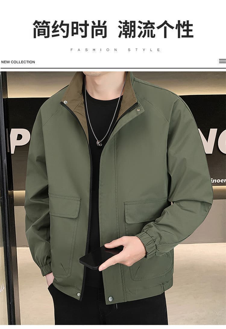 봄 가을 고급 빛 럭셔리 미니멀리즘 패션 스탠드 칼라 워크웨어 재킷 조수 브랜드 재킷 남자 캐주얼 재킷 루즈핏 다용도 상세 이미지 1
