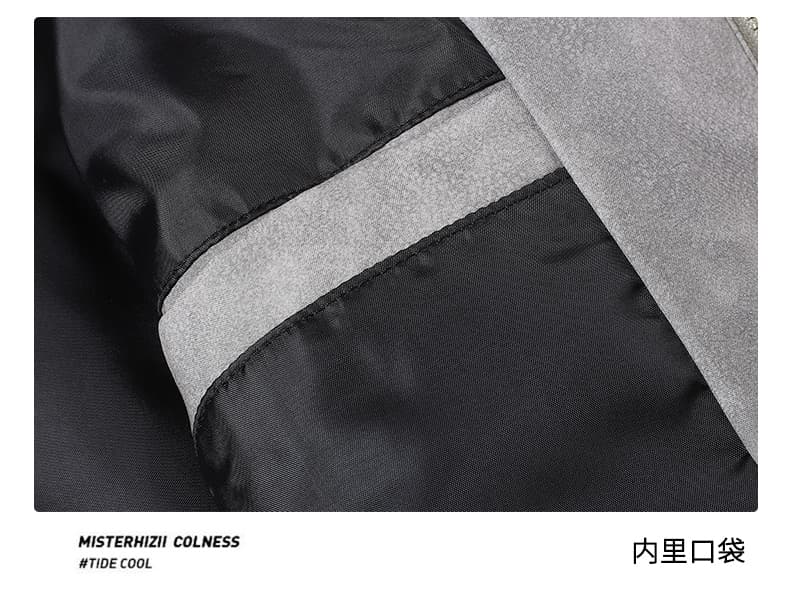 국경 간 새로운 재킷 남자 미니멀리즘 다용도 트렌드 아메리칸 레트로 리브 스탠드 칼라 맨위 안개 얼굴 바보 광택 재킷 상세 이미지 9