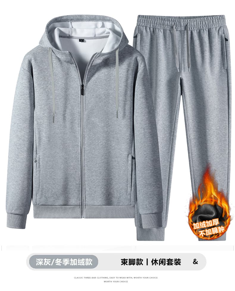 높은 품질 순면 아니요 올린 사람 : 공 가을 겨울 중청년 루즈핏 캐주얼 오픈 가디건 운동 후드티 세트 조거 스트레이트 팬츠 상세 이미지 19