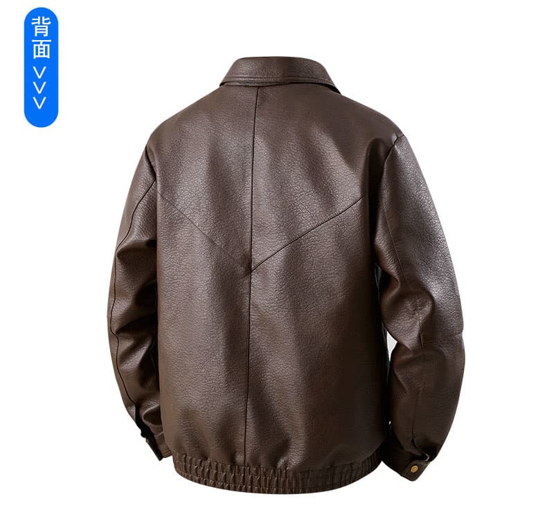 국경 간 새로운 봄 가을 남성 아메리칸 조수 브랜드 오토바이 다용도 폴로 칼라 루즈핏 패션 빅 사이즈 가죽 재킷 국경 간 상세 이미지 10