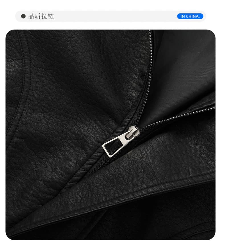 국경 간 새로운 봄 가을 남성 아메리칸 조수 브랜드 오토바이 다용도 폴로 칼라 루즈핏 패션 빅 사이즈 가죽 재킷 국경 간 상세 이미지 12
