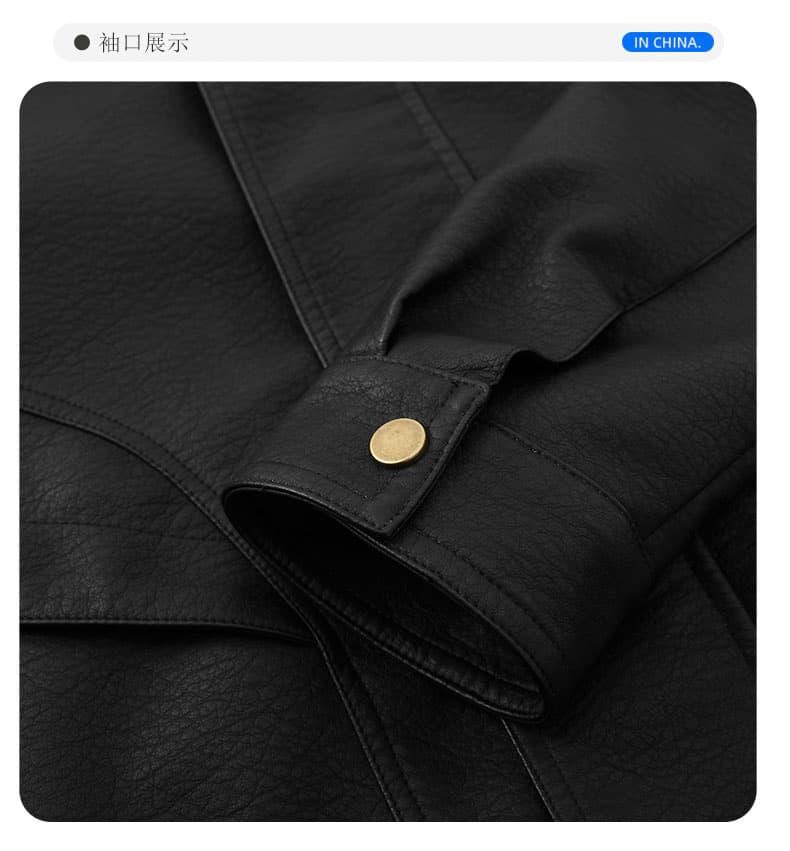 국경 간 새로운 봄 가을 남성 아메리칸 조수 브랜드 오토바이 다용도 폴로 칼라 루즈핏 패션 빅 사이즈 가죽 재킷 국경 간 상세 이미지 15