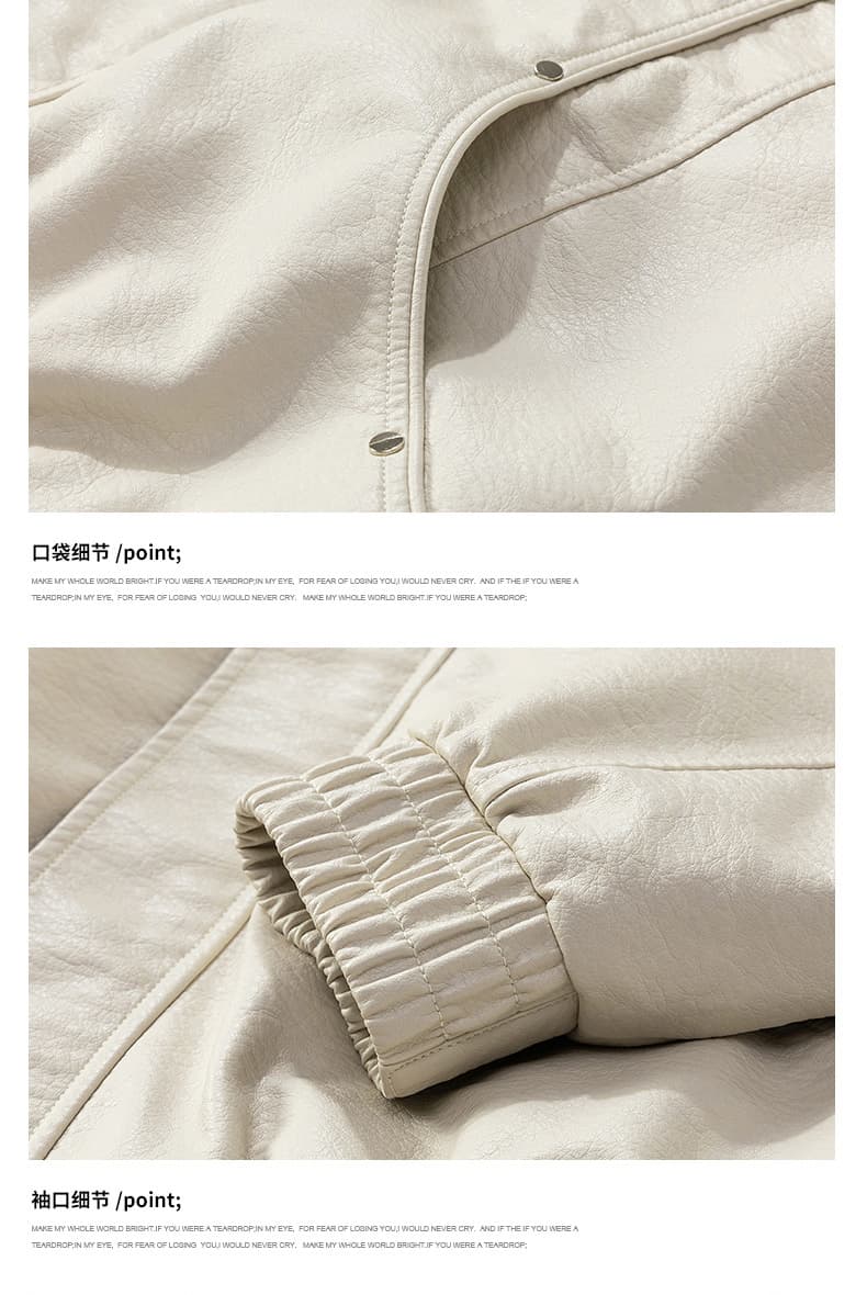 국경 간 2026 가을 새로운 남성 아메리칸 조수 브랜드 오토바이 다용도 폴로 칼라 루즈핏 청년 패션 빅 사이즈 가죽 재킷 상세 이미지 16