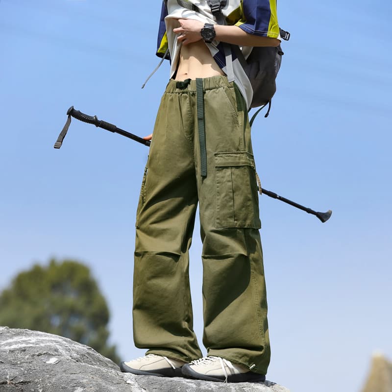 사계절 일본식 순면 워크웨어 팬츠 남자 사계절 아메리칸 높음 거리 루즈핏 봄 가을 조거 웨이 바지 운동 캐주얼 바지