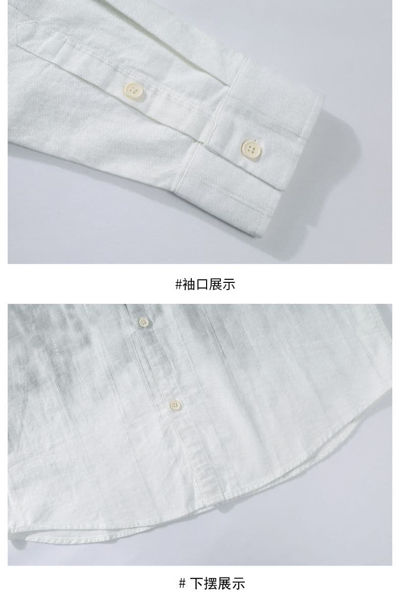순면 일본식 워시 물 레트로 남성 루즈핏 섹션 셔츠 봄 여름 트렌드 프린트 품질 주머니 긴팔 셔츠 상세 이미지 14