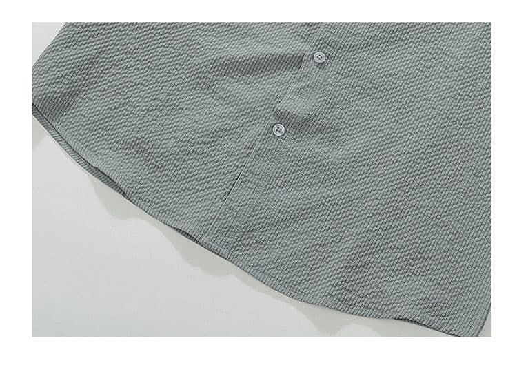 디자인 센스 남성 긴팔 셔츠 Seersucker 질감 센스 패션 트렌드 한국 스타일 슬림 피트 셔츠 주머니 자수 상세 이미지 18