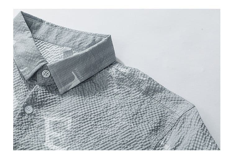 가을 남성 디자인 센스 남성 의류 긴팔 셔츠 Seersucker 질감 센스 패션 트렌드 한국 스타일 슬림 피트 셔츠 상세 이미지 11