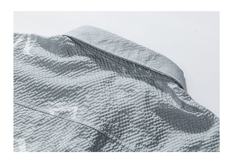 가을 남성 디자인 센스 남성 의류 긴팔 셔츠 Seersucker 질감 센스 패션 트렌드 한국 스타일 슬림 피트 셔츠 상세 이미지 15