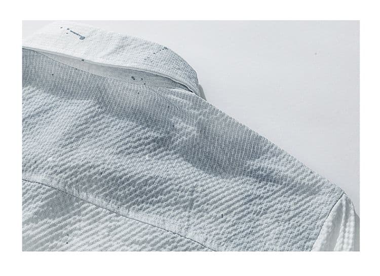가을 남성 디자인 센스 남성 의류 긴팔 셔츠 Seersucker 질감 센스 패션 트렌드 한국 스타일 슬림 피트 셔츠 상세 이미지 16