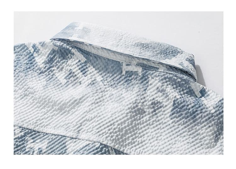 가을 남성 디자인 센스 남성 의류 긴팔 셔츠 Seersucker 질감 센스 패션 트렌드 한국 스타일 슬림 피트 셔츠 상세 이미지 15