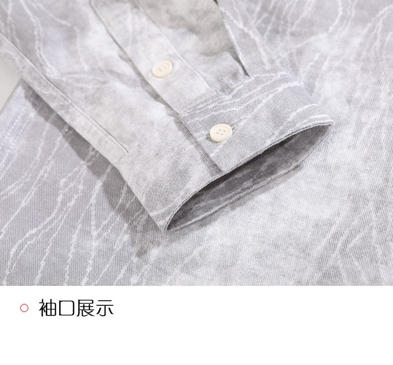 순면 일본식 워시 물 레트로 남성 루즈핏 섹션 셔츠 봄 여름 트렌드 프린트 품질 주머니 긴팔 셔츠 상세 이미지 8