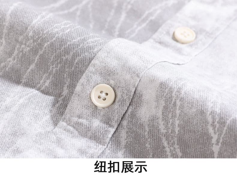순면 일본식 워시 물 레트로 남성 루즈핏 섹션 셔츠 봄 여름 트렌드 프린트 품질 주머니 긴팔 셔츠 상세 이미지 16