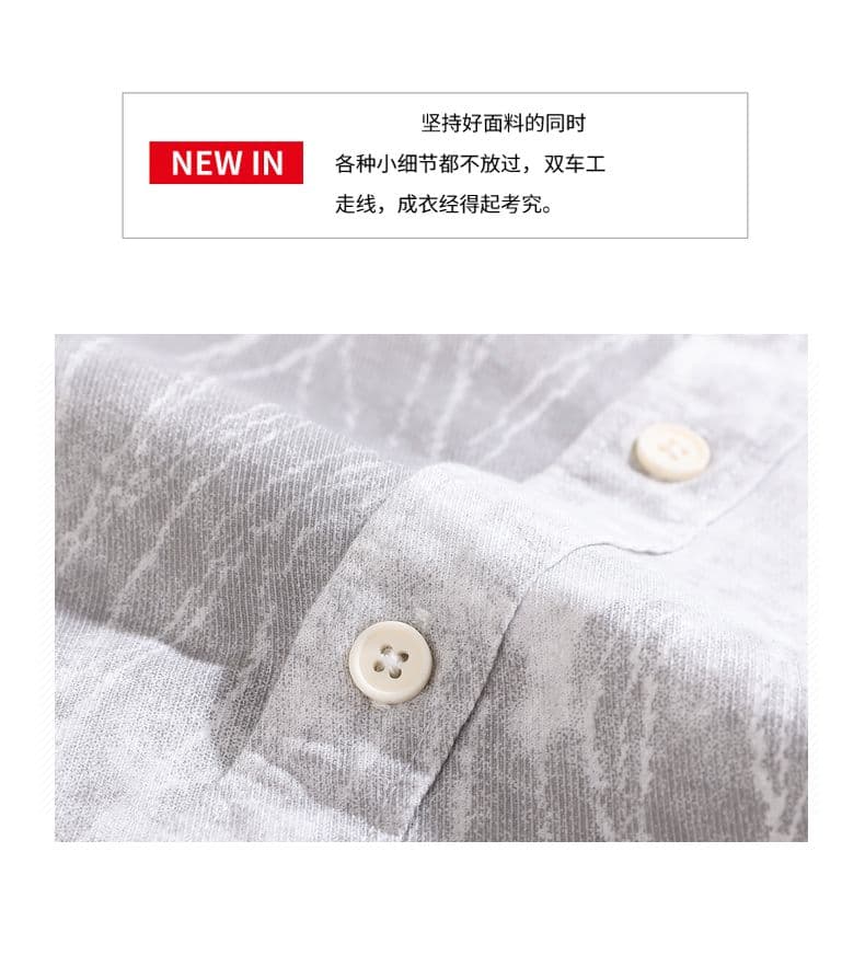 순면 일본식 워시 물 레트로 남성 루즈핏 섹션 셔츠 봄 여름 트렌드 프린트 품질 주머니 긴팔 셔츠 상세 이미지 5
