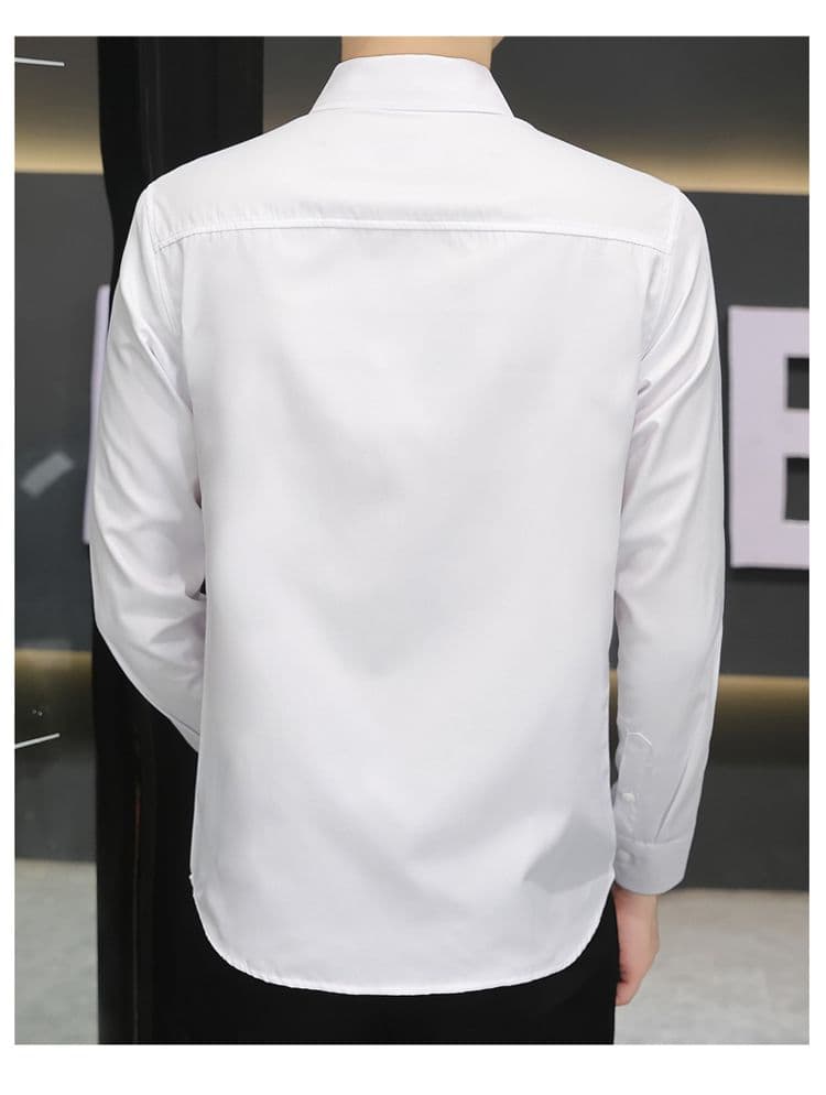 가을 얇은 청년 한국 스타일 몸매 가꾸기 긴팔 셔츠 남자 비즈니스 캐주얼 경력 흰 셔츠 블랙 출근 비즈니스웨어 상세 이미지 13
