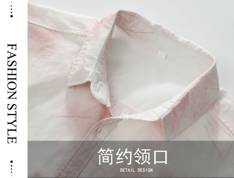 높은 품질 순면 일본식 워시 물 레트로 남성 루즈핏 셔츠 봄 가을 트렌드 프린트 주머니 긴팔 셔츠 상세 이미지 2