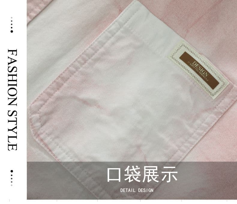 높은 품질 순면 일본식 워시 물 레트로 남성 루즈핏 셔츠 봄 가을 트렌드 프린트 주머니 긴팔 셔츠 상세 이미지 4