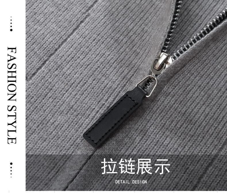 가을 겨울철 새로운 느긋한 바람 루즈핏 캐주얼 스웨터 조수 브랜드 높은 품질 마이크로 넓은 스탠드 칼라 니트 카디건 코트 상세 이미지 4
