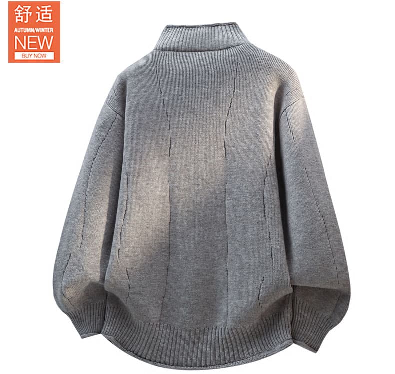 가을 겨울철 새로운 느긋한 바람 루즈핏 캐주얼 스웨터 조수 브랜드 높은 품질 마이크로 넓은 스탠드 칼라 니트 카디건 코트 상세 이미지 5
