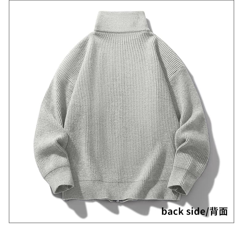 새로운 가을 겨울 단색 캐주얼 다용도 편안함 패션 잘 생긴 트렌디 에디션 오픈 가디건 더블 지퍼 스탠드 칼라 니트 스웨터 상세 이미지 8