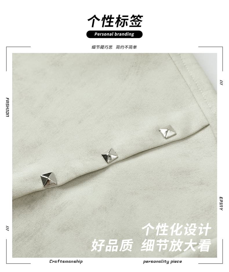 새로운 무거운 면 소재 복합 원단 일괄 처리 인쇄 눈 플라워 천 오래된 돈 바람 남성 캐주얼 트렌드 후드티 상세 이미지 4