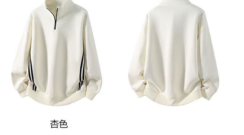 새로운 면 소재 캐주얼 스탠드 칼라 하프 지퍼 후드티 가을 아메리칸 조수 브랜드 루즈핏 풀오버 긴팔 재킷 상세 이미지 3