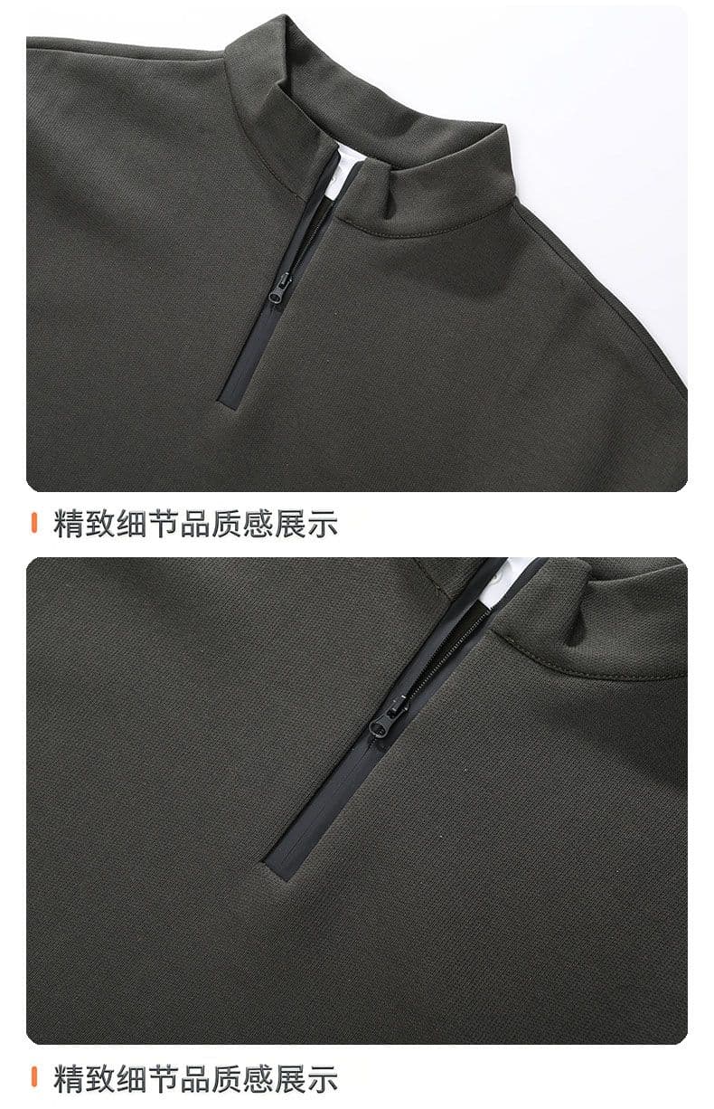 새로운 면 소재 캐주얼 스탠드 칼라 하프 지퍼 후드티 가을 아메리칸 조수 브랜드 루즈핏 풀오버 긴팔 재킷 상세 이미지 29