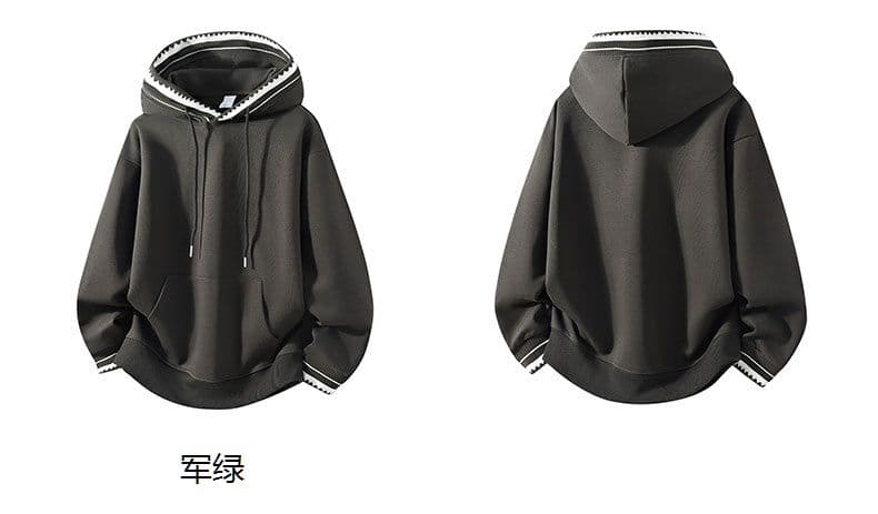 높은 품질 새로운 가을 면 소재 조수 브랜드 패치워크 후드 티 스웨터 높음 거리 청소년 캐주얼 루즈핏 풀오버 재킷 상세 이미지 5
