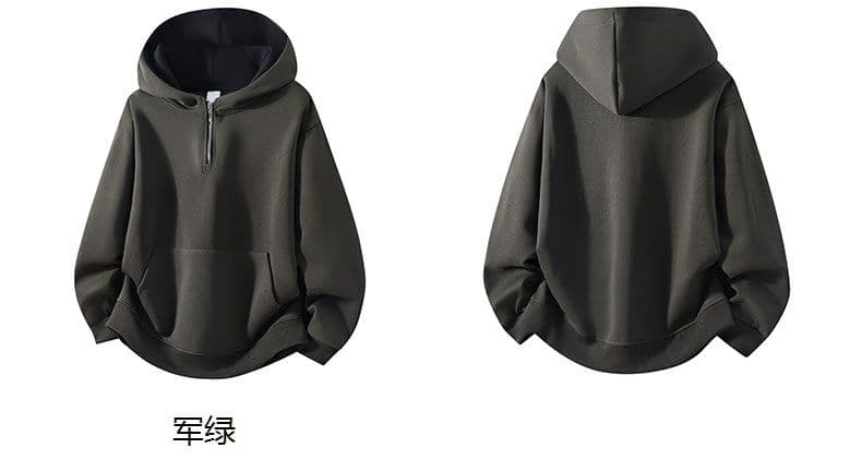 새로운 가을 면 소재 트렌드 하프 지퍼 후드 티 스웨터 루즈핏 미니멀리즘 캐주얼 하프 열기 후드티 재킷 상세 이미지 3