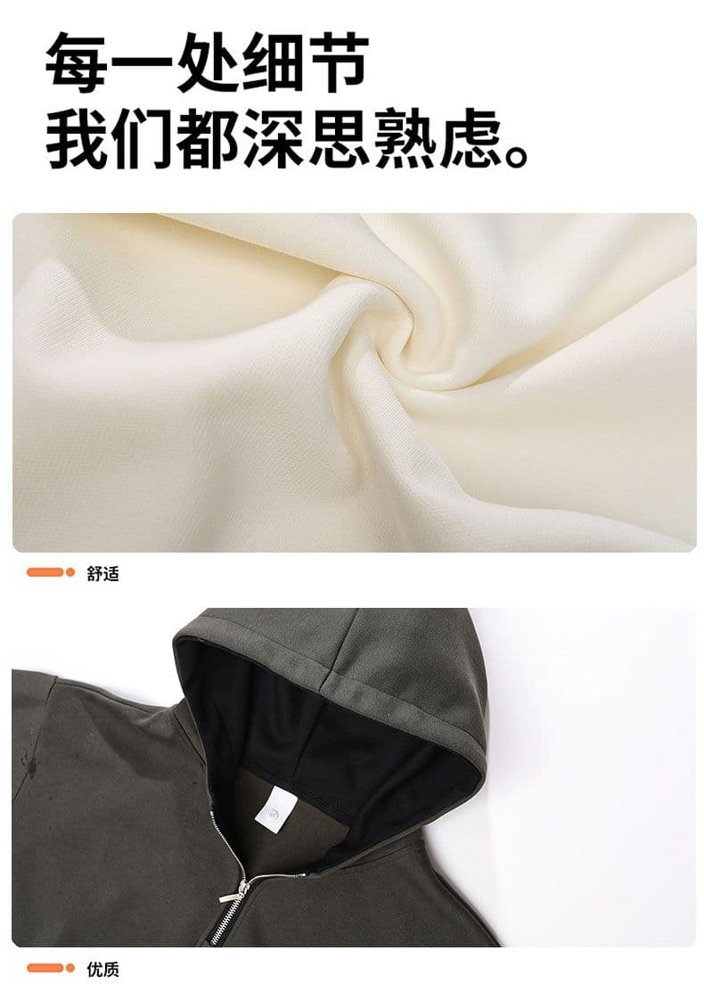 새로운 가을 면 소재 트렌드 하프 지퍼 후드 티 스웨터 루즈핏 미니멀리즘 캐주얼 하프 열기 후드티 재킷 상세 이미지 15