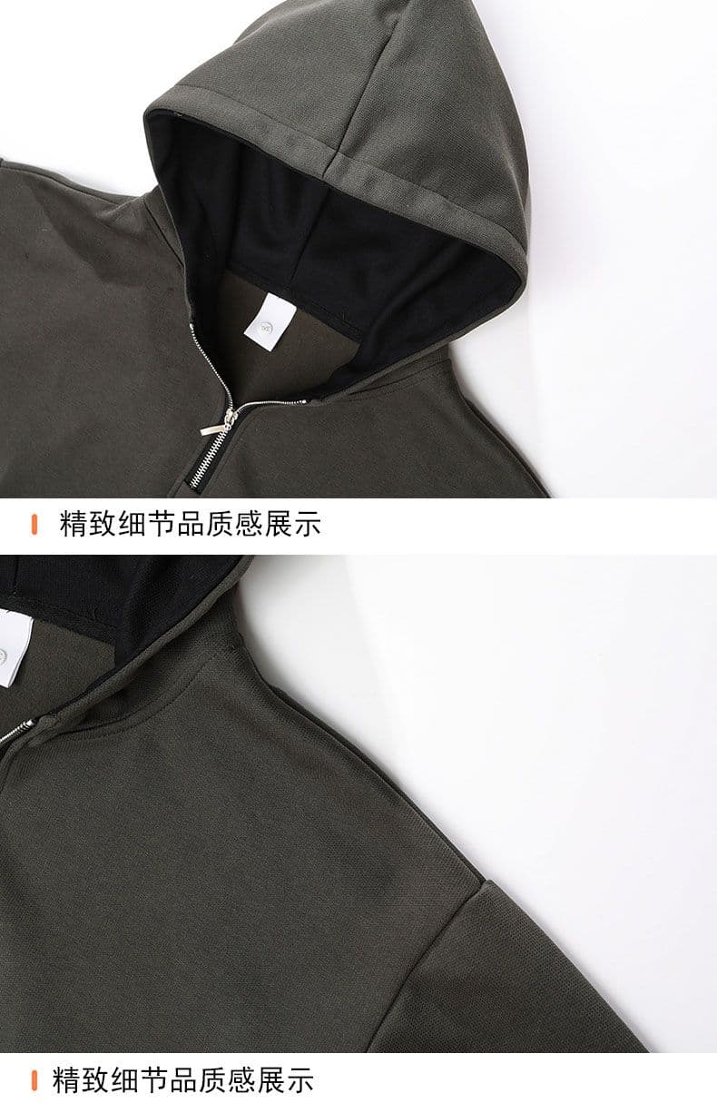 새로운 가을 면 소재 트렌드 하프 지퍼 후드 티 스웨터 루즈핏 미니멀리즘 캐주얼 하프 열기 후드티 재킷 상세 이미지 23