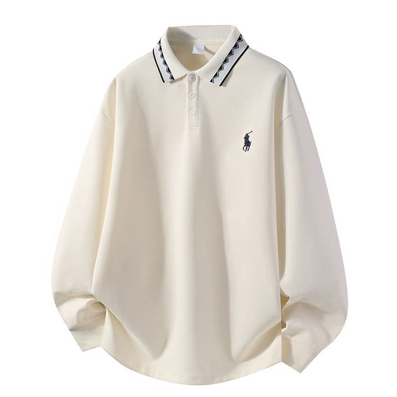 POLO 셔츠 남성 인사이드 잡아라. 의류 가을 새로운 디자인 센스 폴로 칼라 트렌드 캐주얼 긴팔 티셔츠 남성 자수