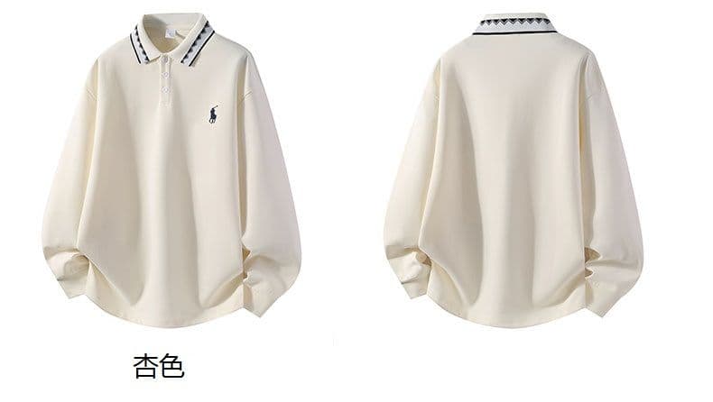 POLO 셔츠 남성 인사이드 잡아라. 의류 가을 새로운 디자인 센스 폴로 칼라 트렌드 캐주얼 긴팔 티셔츠 남성 자수 상세 이미지 3
