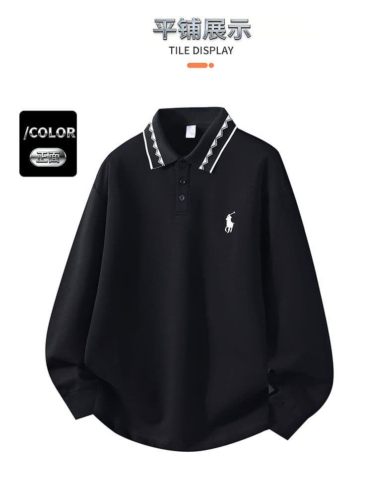 POLO 셔츠 남성 인사이드 잡아라. 의류 가을 새로운 디자인 센스 폴로 칼라 트렌드 캐주얼 긴팔 티셔츠 남성 자수 상세 이미지 20