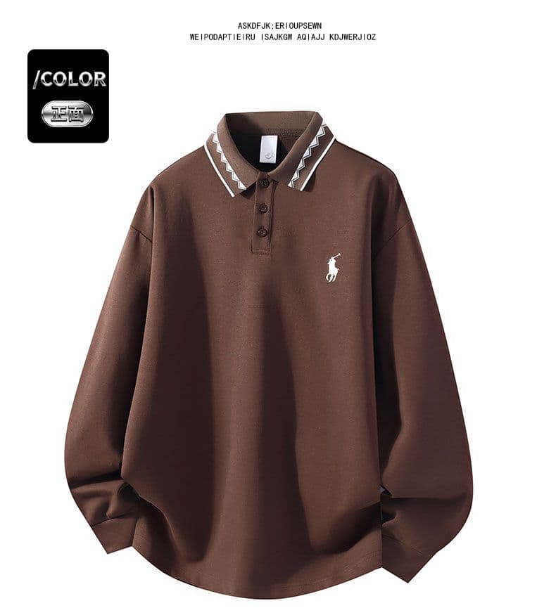 POLO 셔츠 남성 인사이드 잡아라. 의류 가을 새로운 디자인 센스 폴로 칼라 트렌드 캐주얼 긴팔 티셔츠 남성 자수 상세 이미지 24