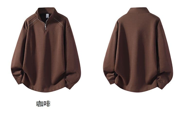 새로운 가을 면 소재 남성 인사이드 가져 가라. 디자인 센스 폴로 칼라 트렌디 루즈핏 트렌드 캐주얼 후드티 POLO 셔츠 긴팔 상세 이미지 5