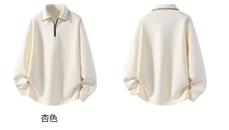 새로운 가을 남성 면 소재 후드티 인사이드 가져 가라. 디자인 센스 폴로 칼라 루즈핏 트렌드 다용도 캐주얼 긴팔 후드티 상세 이미지 3
